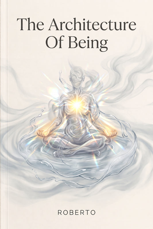 Architecture of Being book cover by Roberto featuring holographic air, water, and fire artwork on alabaster paper